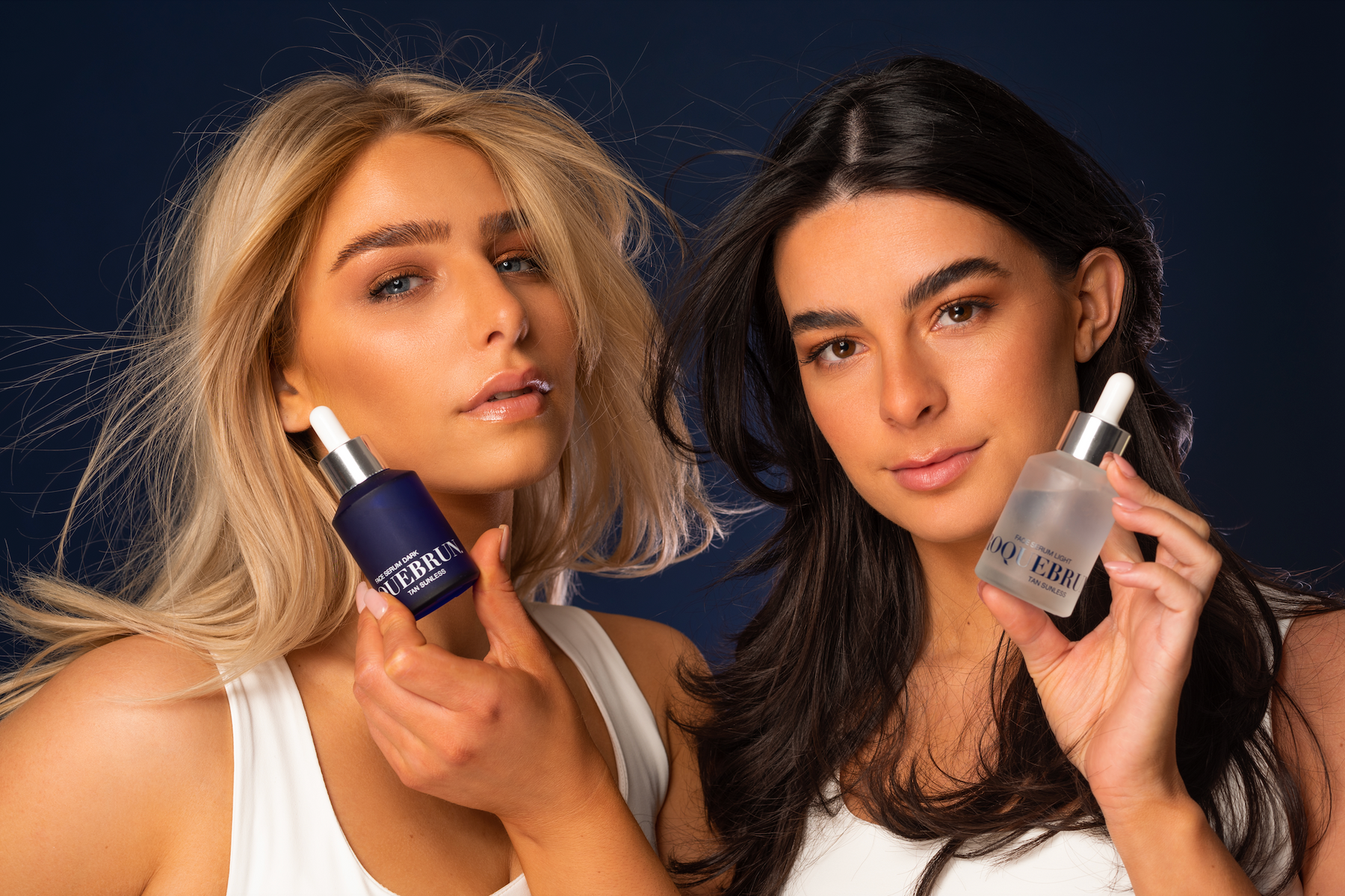 founders and co-owers roquebrun tan sunless Sophie and chiara with face serum in dark and light
